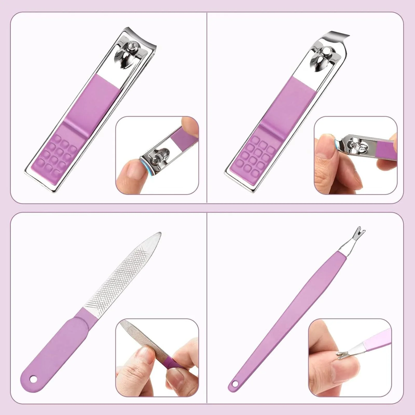 Набор для маникюра, 16 предметов, профессиональный (Фиолетовый), фото №3 Набор для маникюра, 16 предметов, профессиональный (Фиолетовый), фото №3