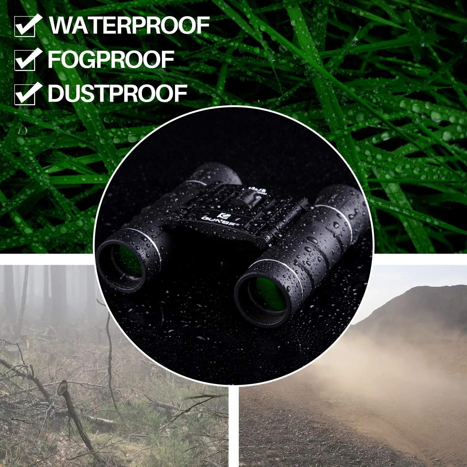 Бінокль QUNSE 10x25 компактний водонепроникний, фото №6