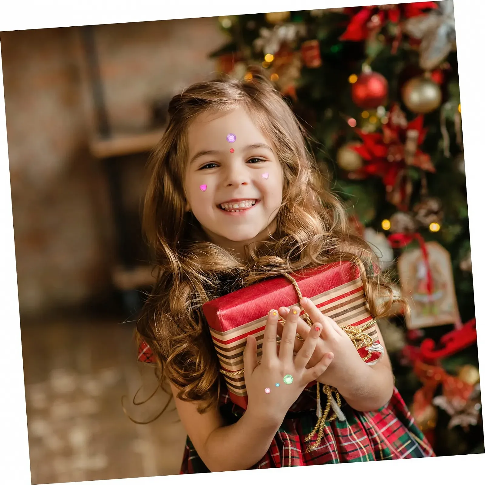 12 листов наклеек со стразами для лица, наклейки для детского макияжа, стразы, блестки для макияжа, звезды, драгоценные камни для лица, фото №8