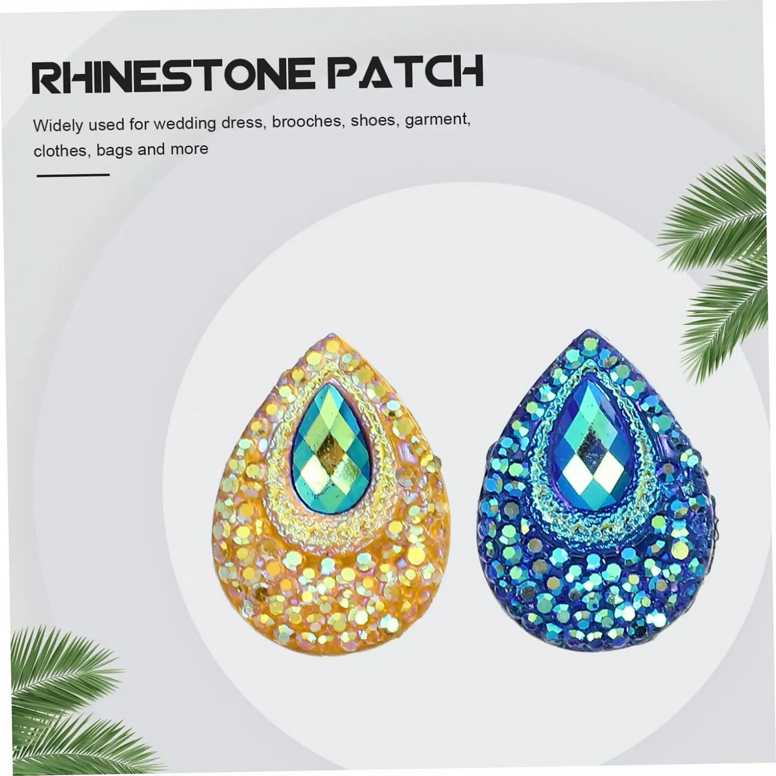 Стрази Краплеподібні COHEALI 18 x 13 мм Жовтого та Синього Кольору, 100 шт, фото №6