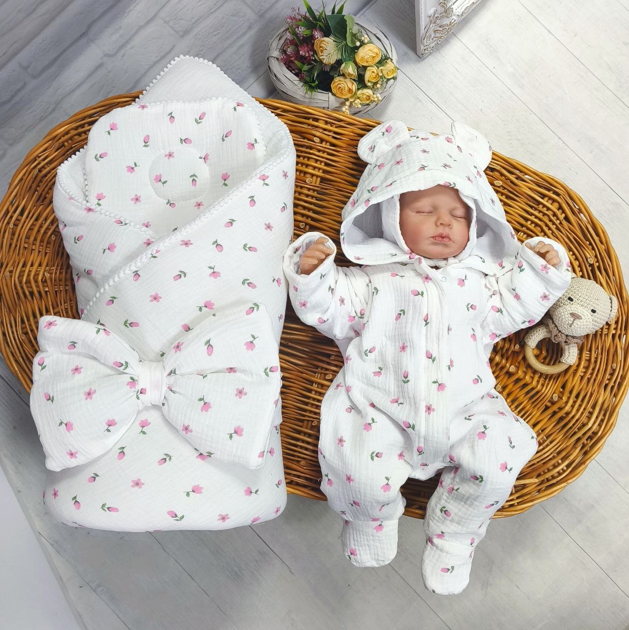 Демисезонный-летний набор для новорожденного, белый, фото №1