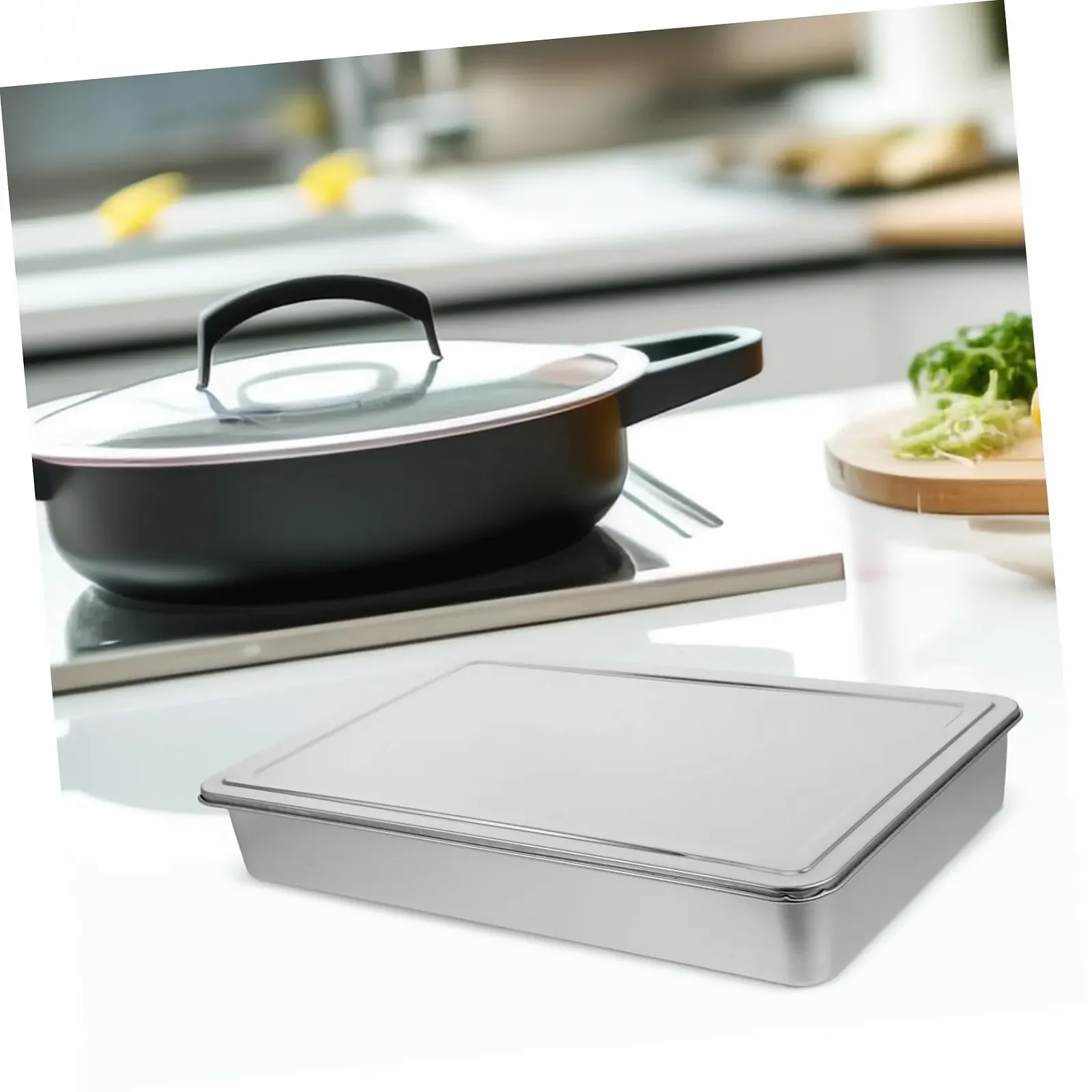 Противень с крышкой Прямоугольный Стальной Антипригарный, фото №7 Противень с крышкой Прямоугольный Стальной Антипригарный, фото №7