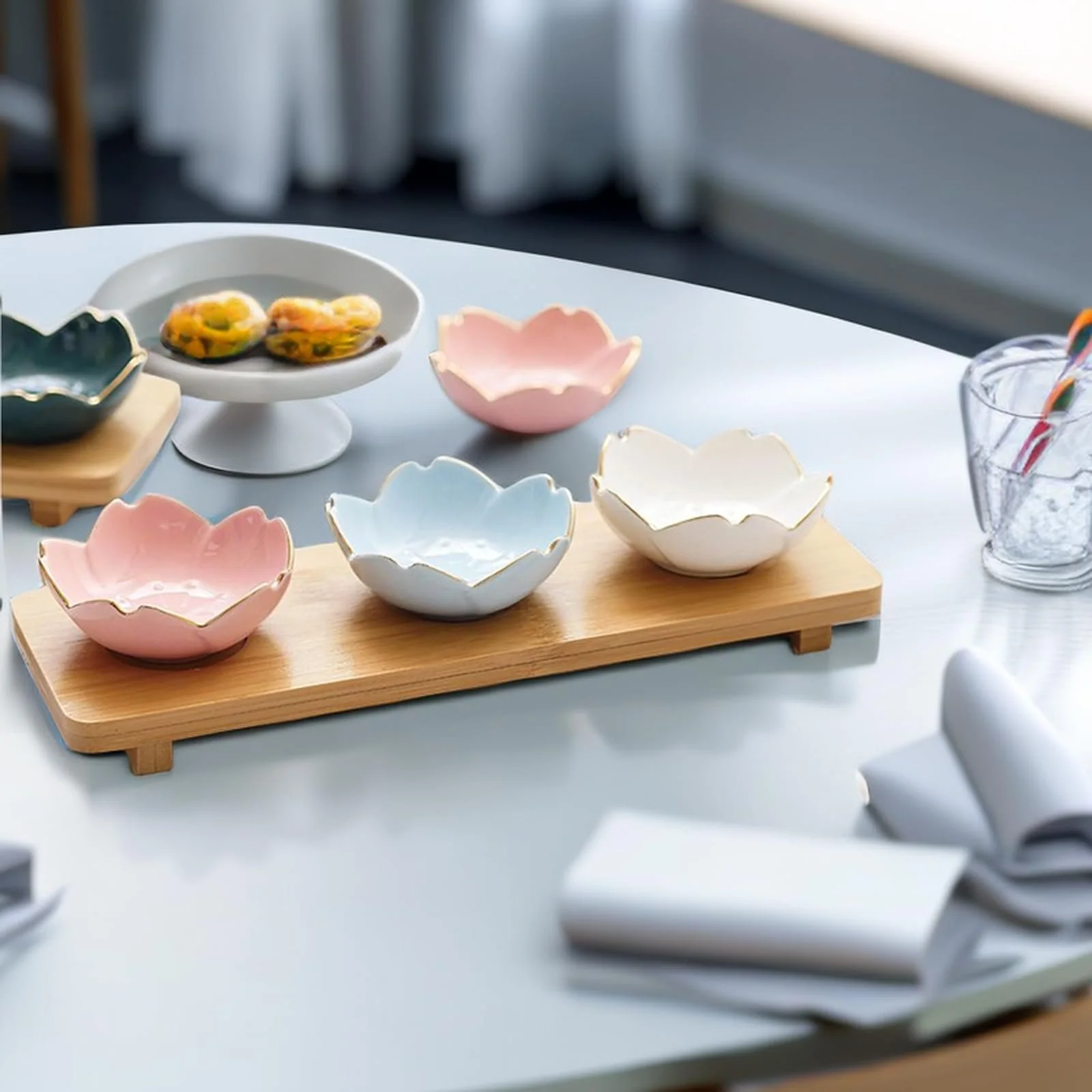 Миска Winlauyet Керамическая Набор Мини-мисок в форме сакуры 4 шт. Различные цвета, фото №2