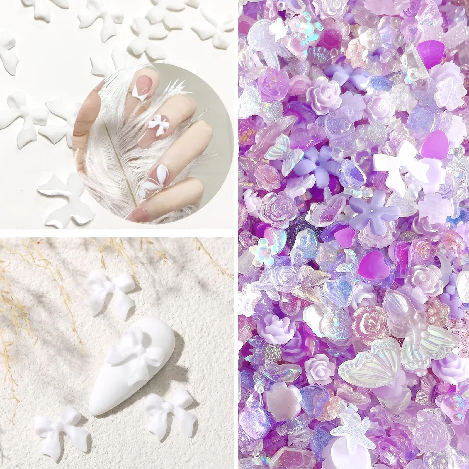 3D Прикраса для нігтів Серце ведмедик метелик квітка стрази 150 шт, фото №7