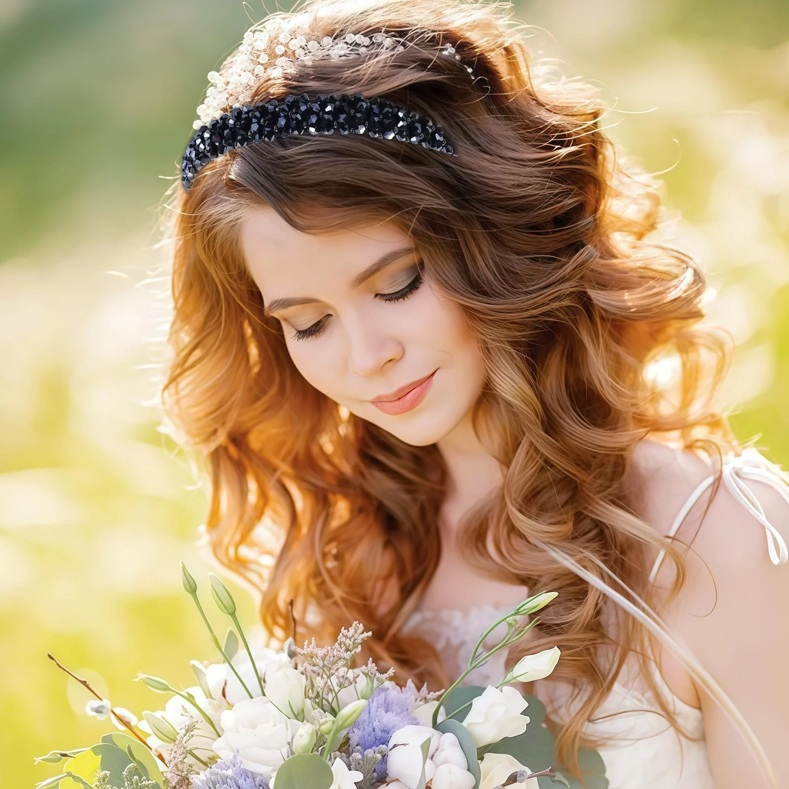 Набір обручів для волосся з блискітками, стразами та кристалами для жінок, фото №4