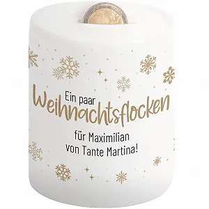 Скарбничка A Pair of Christmas Flakes Персоніфікована Керамічна з гномом - Фото 1