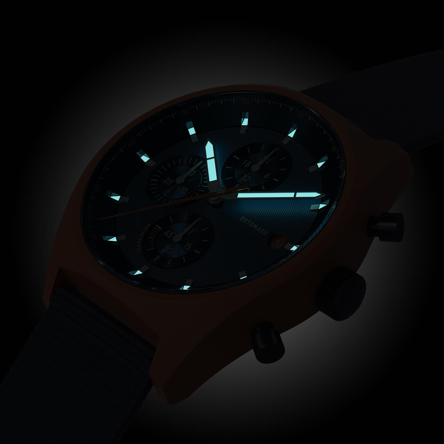 Годинник DeTomaso D10 Chrono Solar Чоловічий Аналоговий Solar Синій, оранжевий Ремінець, фото №3