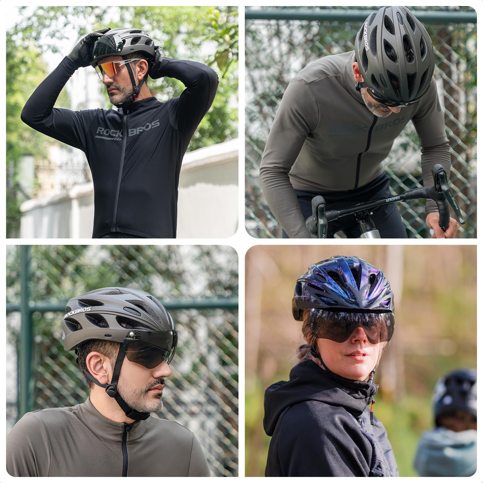 Шолом велосипедний ROCKBROS, дорожній, зі знімним козирком, міський, легкий, MTB, 58-61 см/58-65 см, фото №7