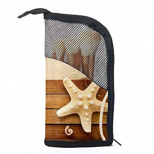 Набор кистей для макияжа с сумкой-органайзером 12 шт. Beach Shell Starfish Wood, Colored-345 - Фото 1