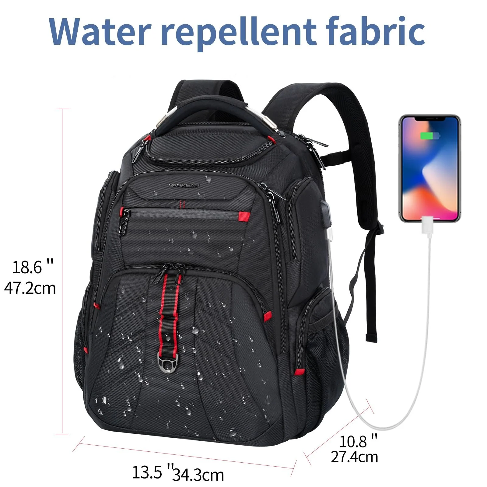 Рюкзак для ноутбука VANKEAN 17.3 Inch XL TSA Friendly Water Resistant Anti-Theft RFID USB Port, фото №7 Рюкзак для ноутбука VANKEAN 17.3 Inch XL TSA Friendly Water Resistant Anti-Theft RFID USB Port, фото №7