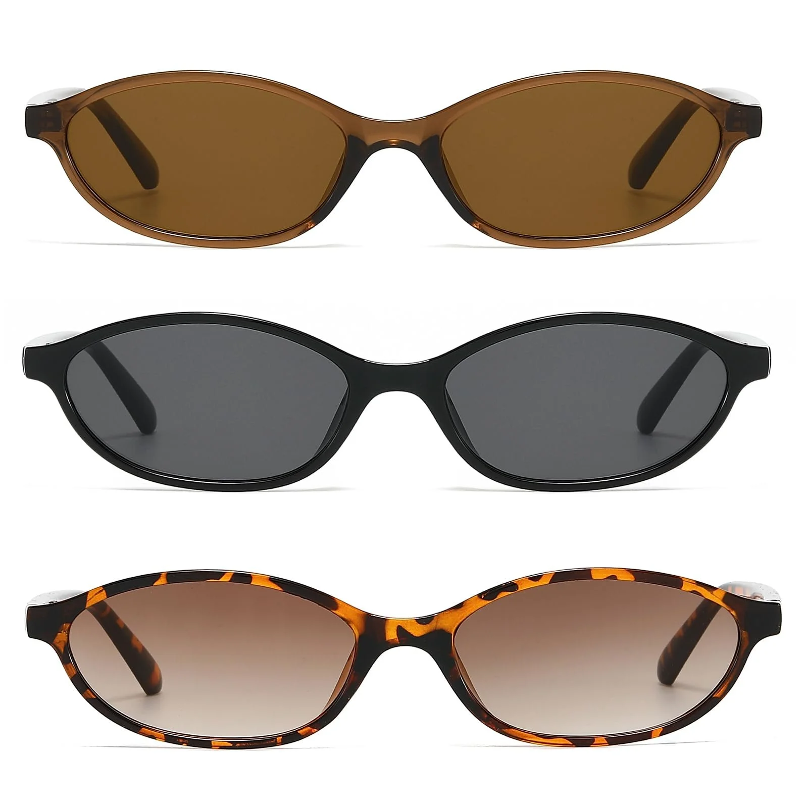 Сонцезахисні окуляри Овальні Ретро LJCZKA 90s Маленькі Котячі Очі Модні Вузька оправа, фото №1