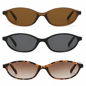 Сонцезахисні окуляри Овальні Ретро LJCZKA 90s Маленькі Котячі Очі Модні Вузька оправа - Фото 1