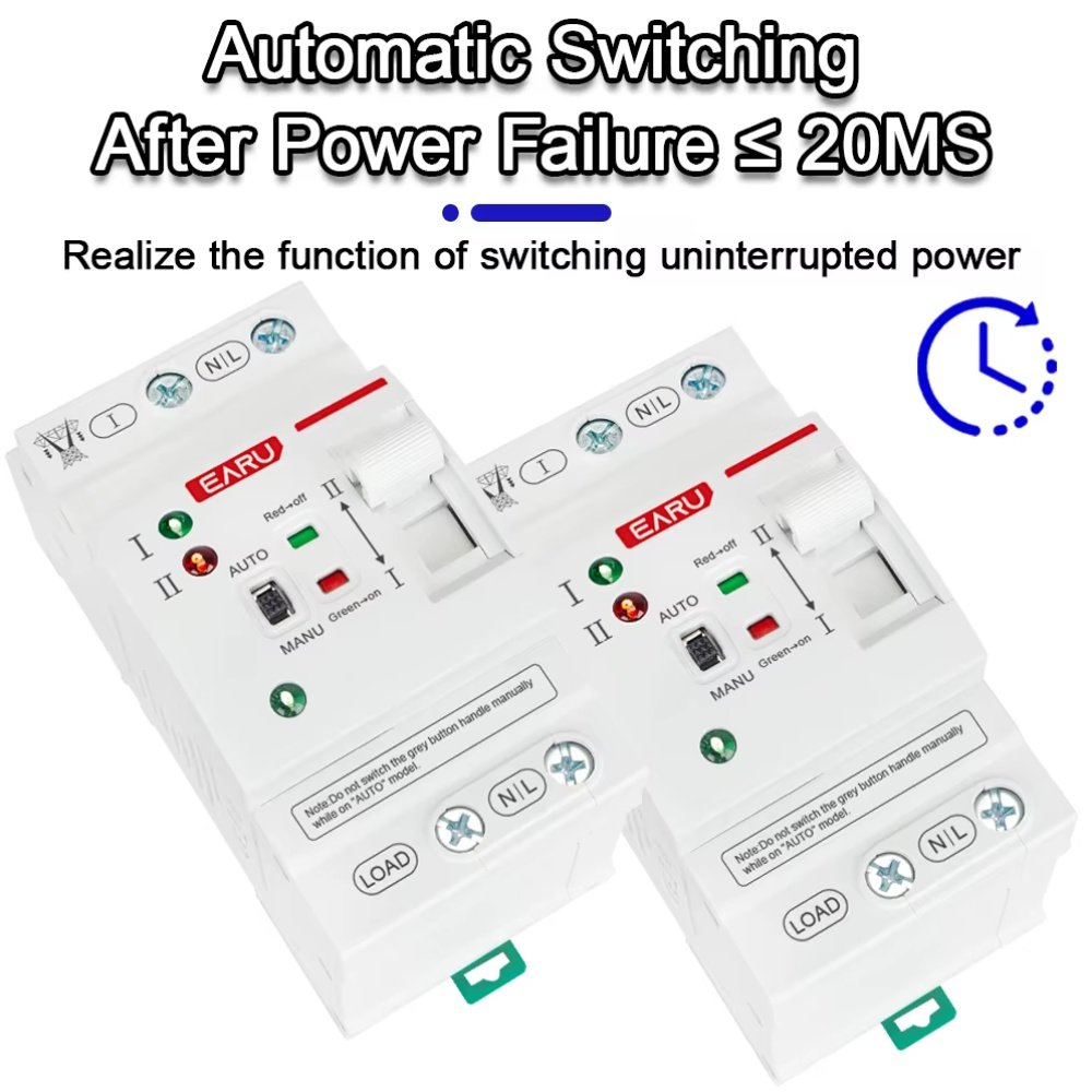 Автомат введення резерву EARU EAATS-F-CG-80 2P 80A 230V АВР перемикач, фото №7