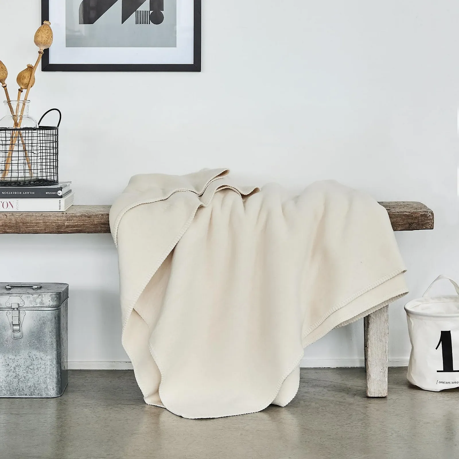 Одеяло Ibena Malaga Organic Wool Хлопок, шерсть белый 150 x 200 см, фото №2