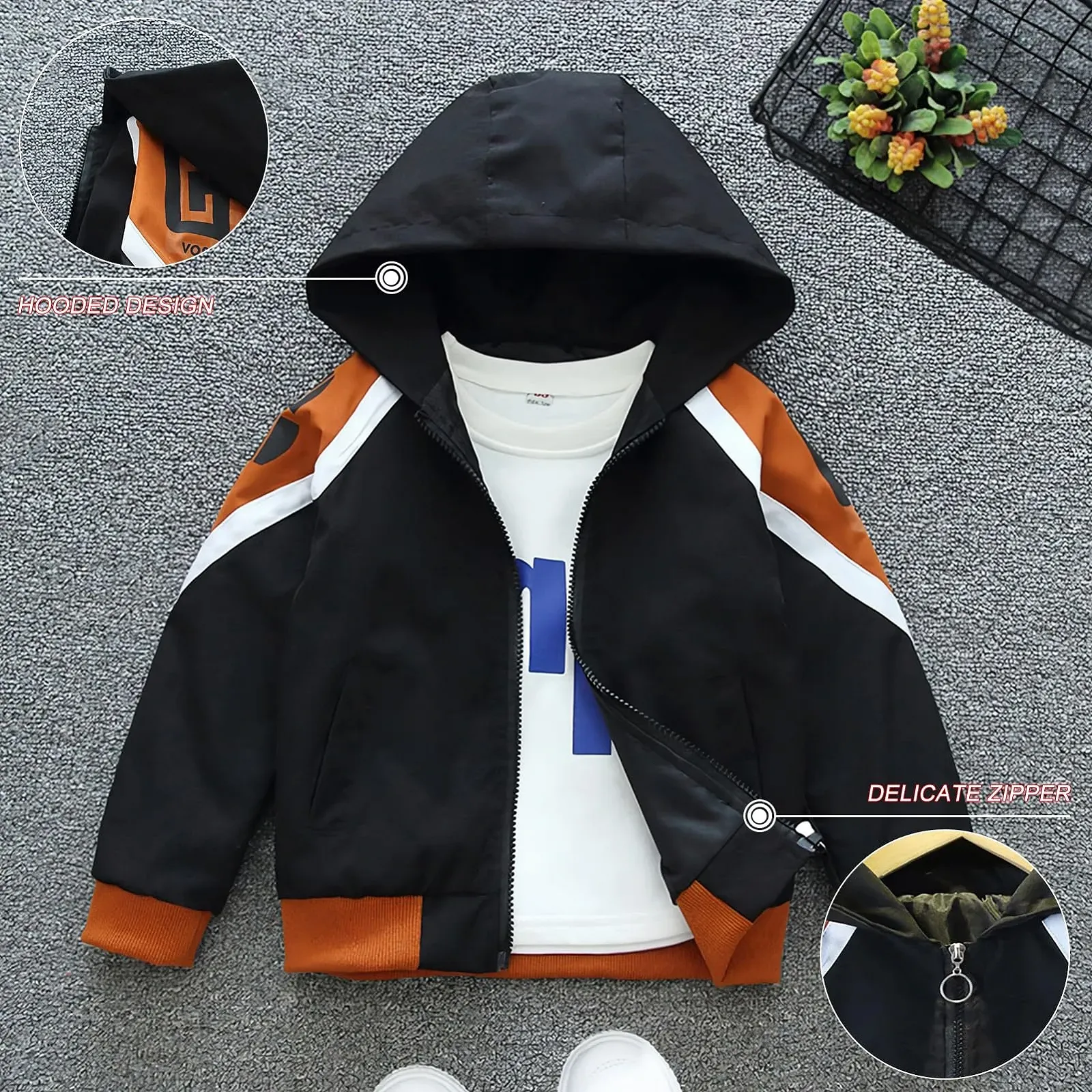 Перехідна дитяча куртка з капюшоном L SERVER, вітровка, модний тренч, фото №5