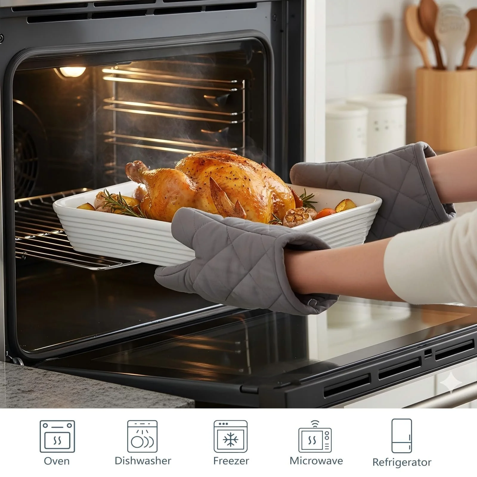 Набор форм для запекания ONEMORE с решетками керамический 3 шт., фото №4