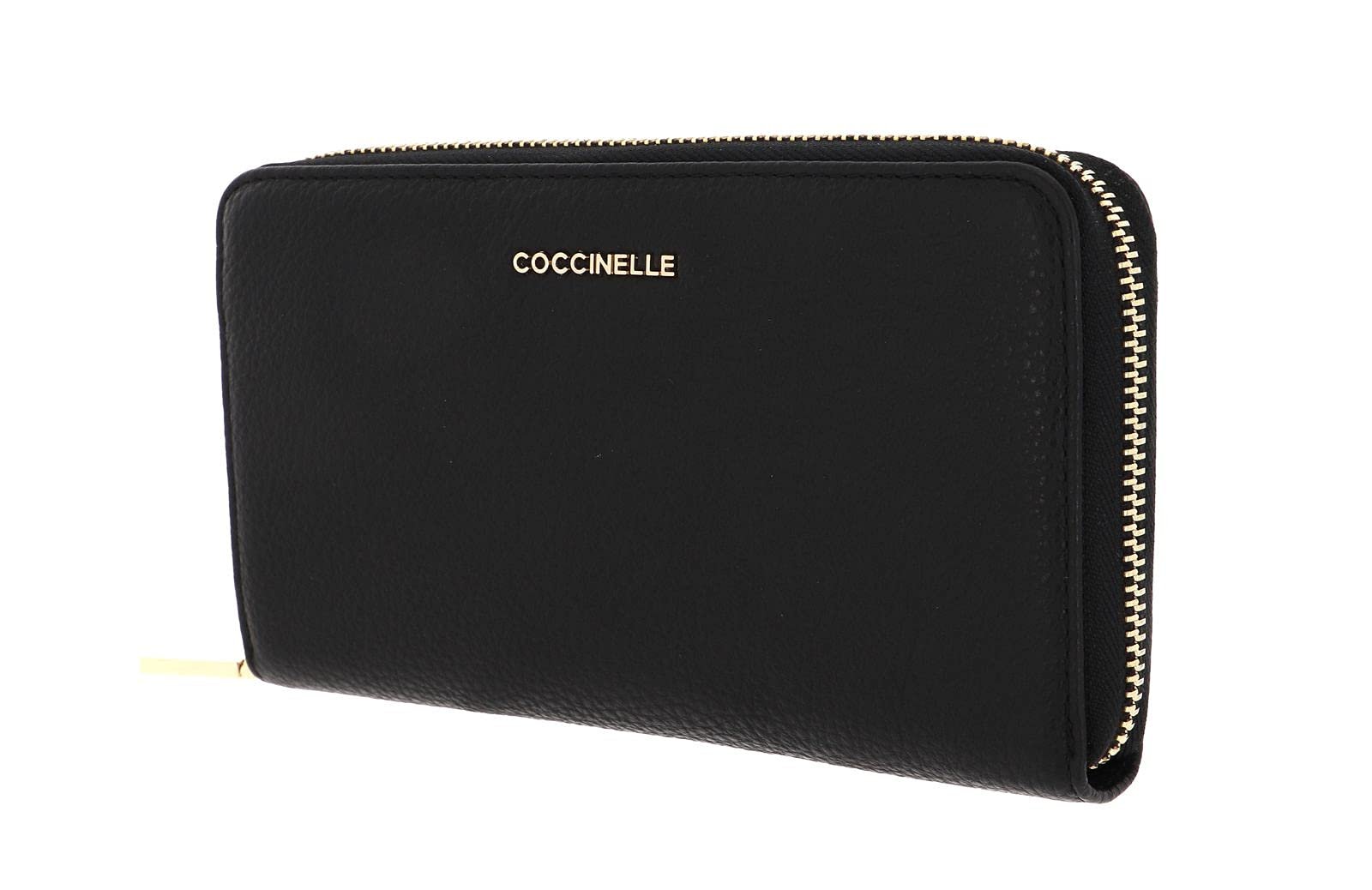 Кошелек на молнии COCCINELLE Metallic Soft Grainy Leather Black, черный, фото №1