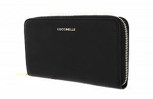 Кошелек на молнии COCCINELLE Metallic Soft Grainy Leather Black, черный - Фото 1