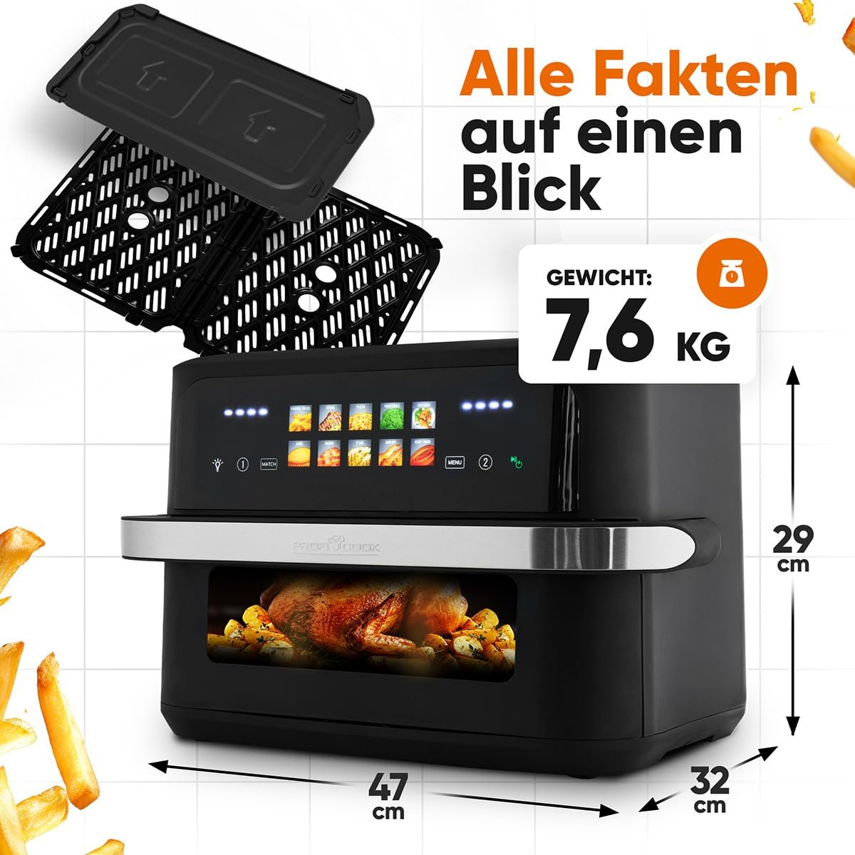 Мультипечь ProfiCook PC FR 1313 H XXL 10 л 2400 Вт 2 камеры 10 программ 80-200 °C, фото №7