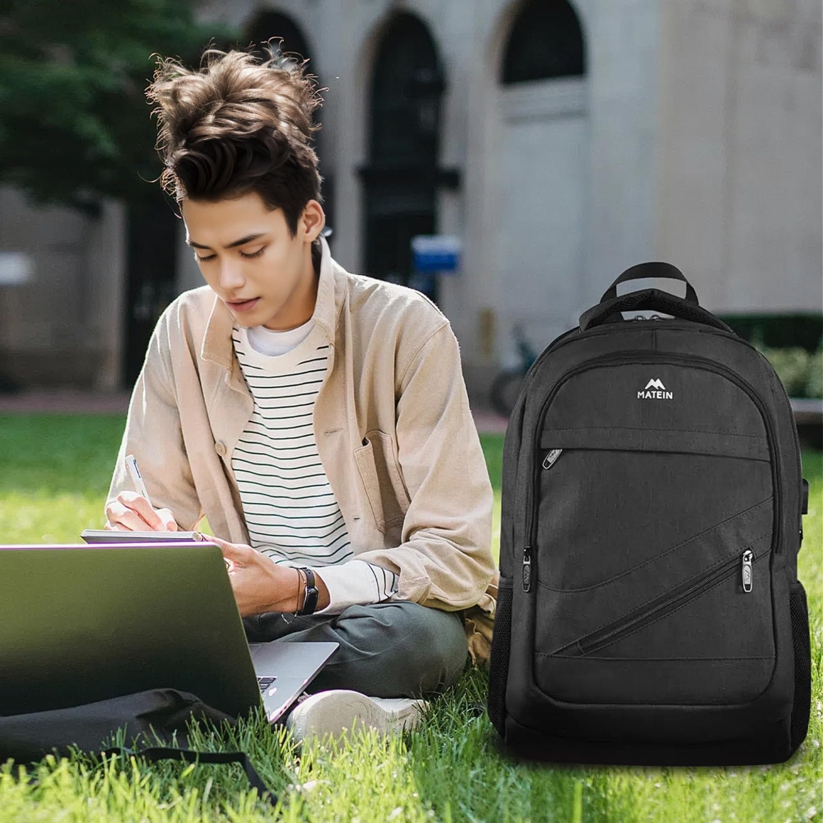 Рюкзак для ноутбука MATEIN 17" USB TSA Водостійкий Чорний, фото №9 Рюкзак для ноутбука MATEIN 17" USB TSA Водостійкий Чорний, фото №9