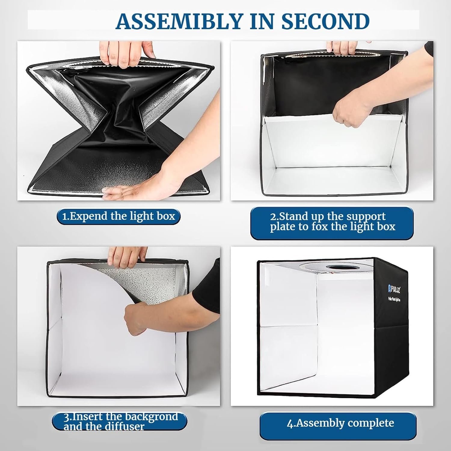 Фотобокс Puluz PU5041BA 40 см / 3200-6500K / 6 двосторонніх фонів / Чорний, фото №4