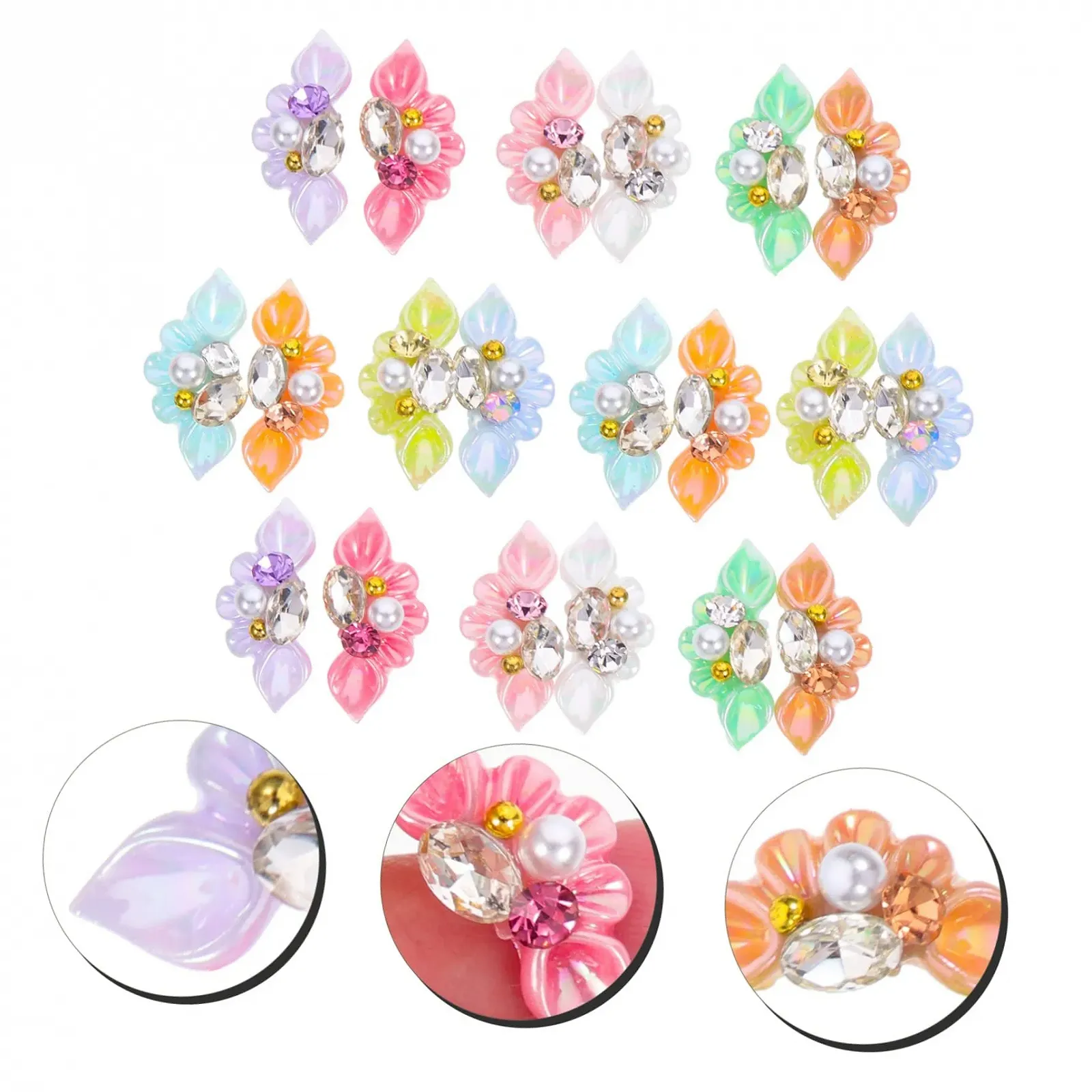 Healeved, з квітковим дизайном, стрази для нігтів, прикраси, фото №4