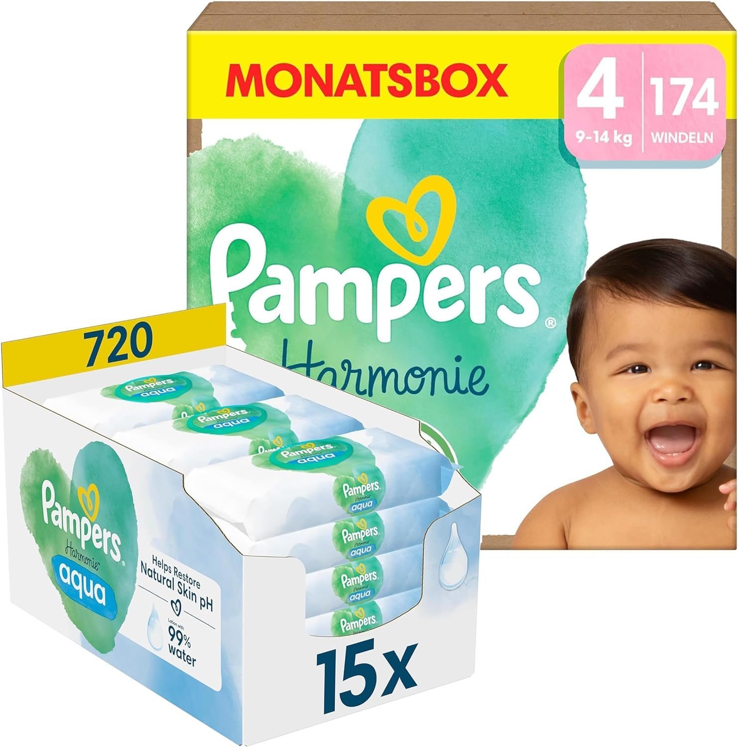 Влажные салфетки Pampers Harmonie Aqua Baby 720 штук (15 x 48), фото №1