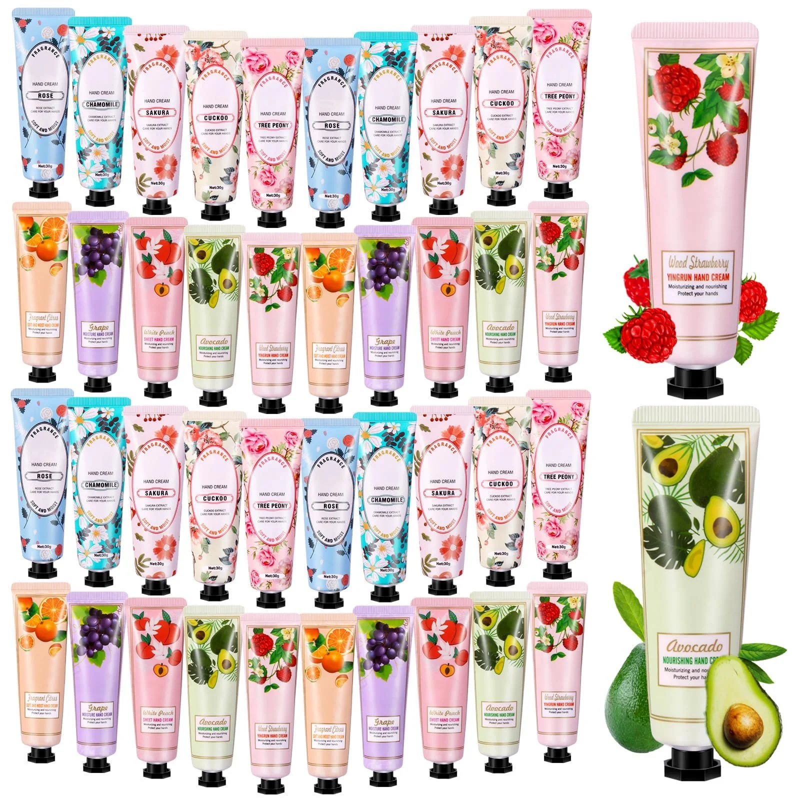 Набор кремов для рук 40 шт Мини-набор кремов для рук Женский подарочный набор Увлажняющий крем для сухой потрескавшейся кожи рук и ног для зимы Подарочный набор кремов для тела на День матери Рождественские подарки на день рождения, фото №1