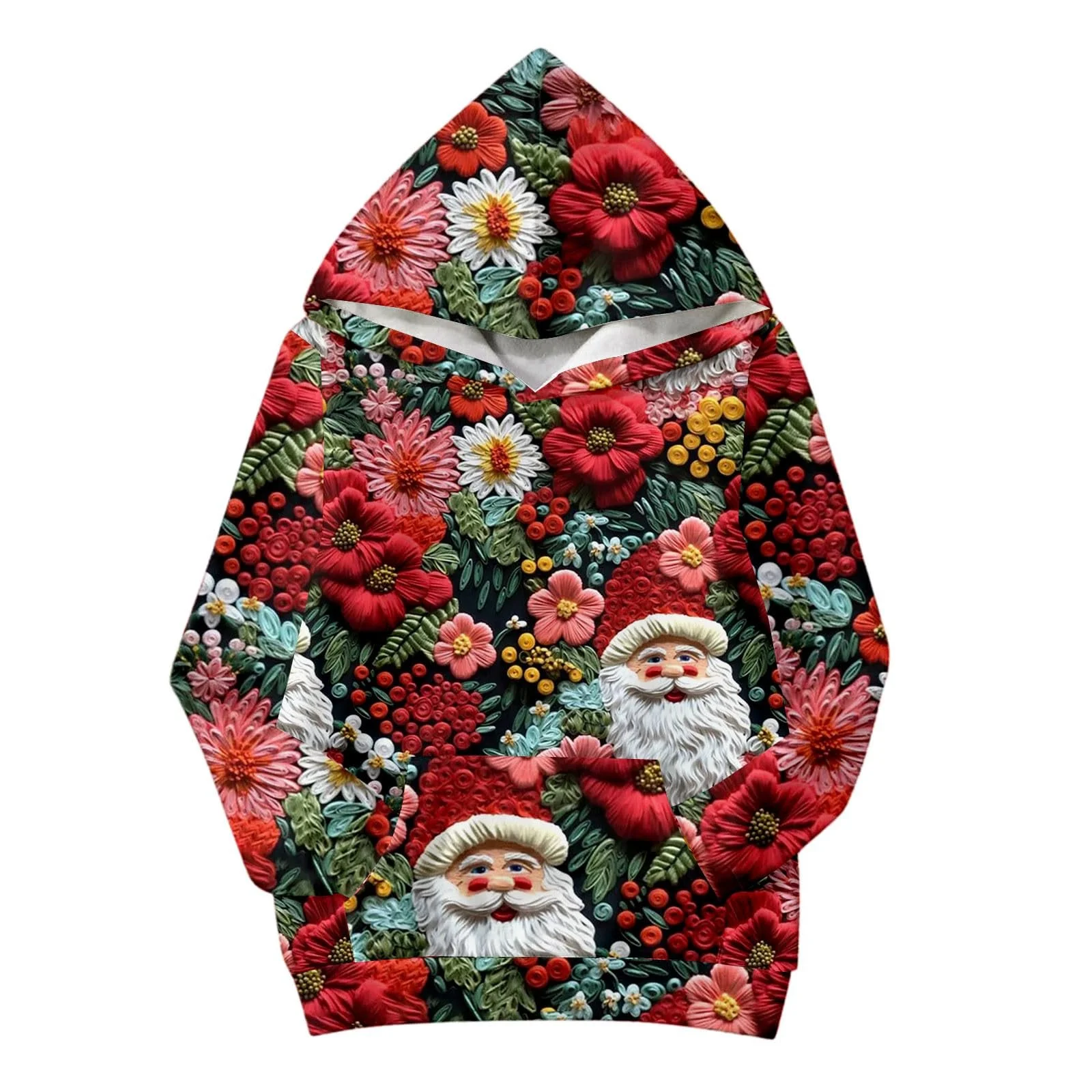 Худи Рождественский, для детей, цветной, с длинными рукавами и капюшоном, с оленем, фото №4