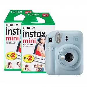 Фотокамера мгновенной печати Fujifilm Instax Mini 12 с 40 снимками Пастельный голубой - Фото 1