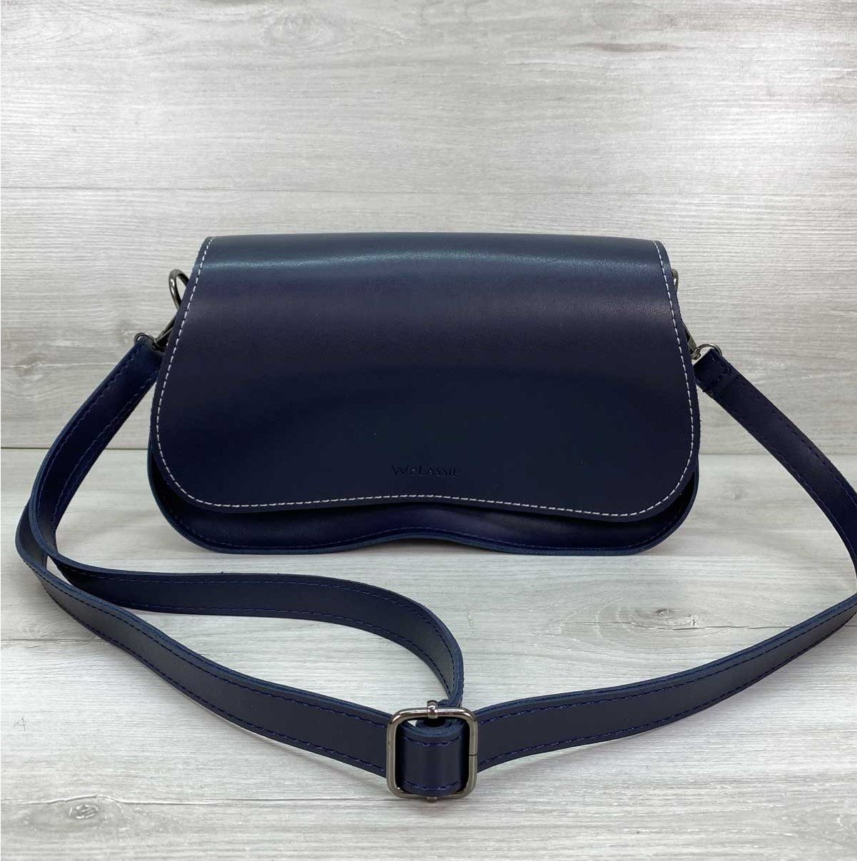 Жіноча сумка синя з коротким і довгим ременем, через плече, фото №1