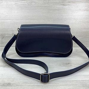 Жіноча сумка синя з коротким і довгим ременем, через плече - Фото 1