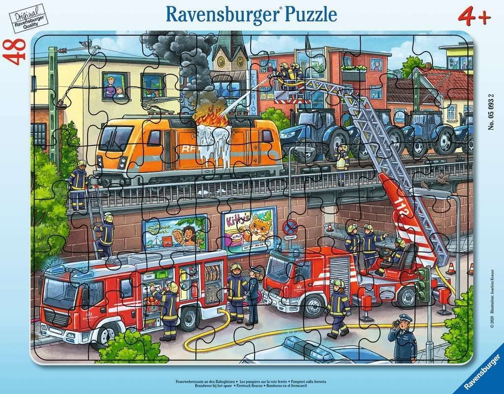 Пазл Ravensburger Пожарная служба на железнодорожных путях 05093 рамочный 48 элементов, фото №1