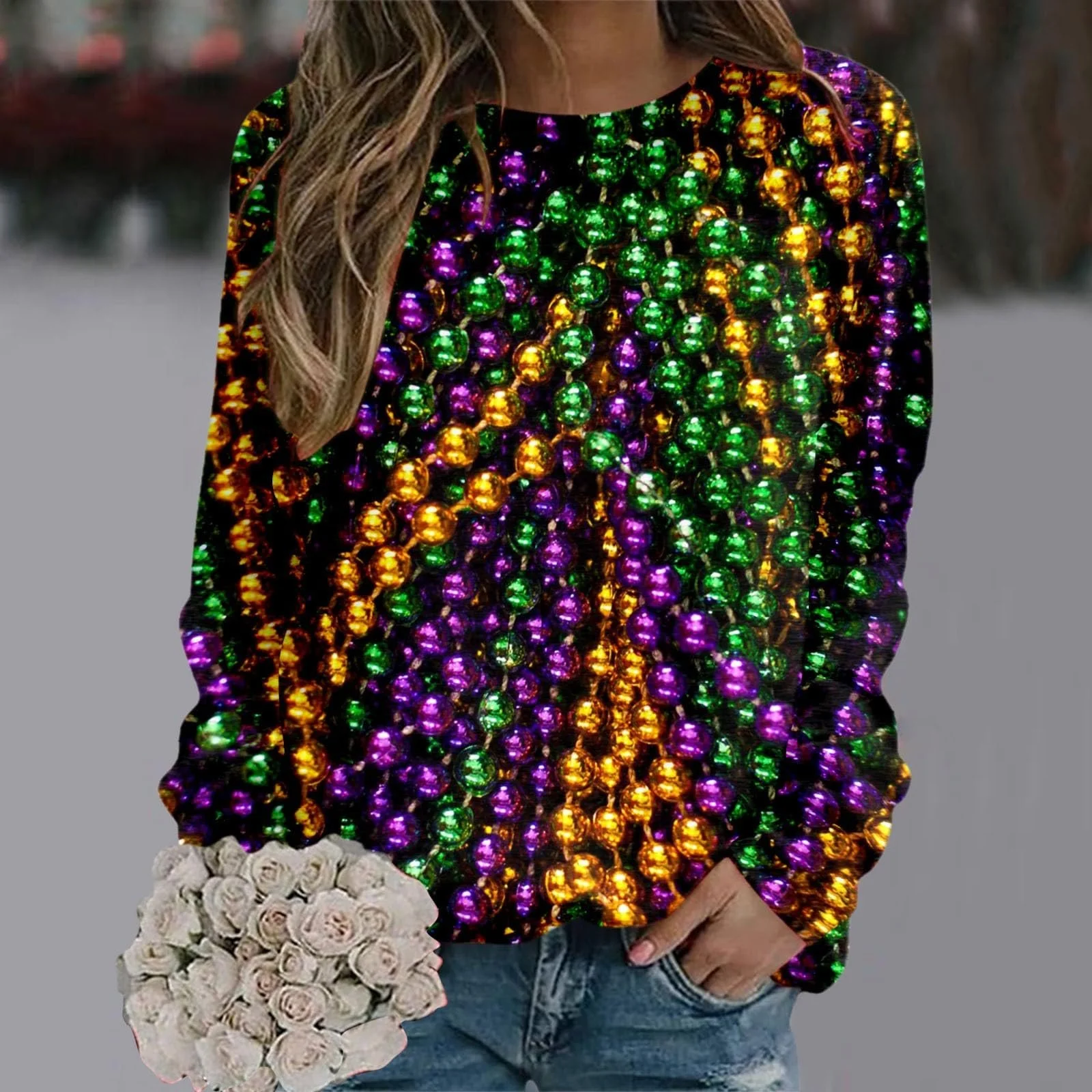 Женский свитшот 2024 с рисунком масок, одежда для вечеринок, карнавальная тематика 08, фото №3 Женский свитшот 2024 с рисунком масок, одежда для вечеринок, карнавальная тематика 08, фото №3