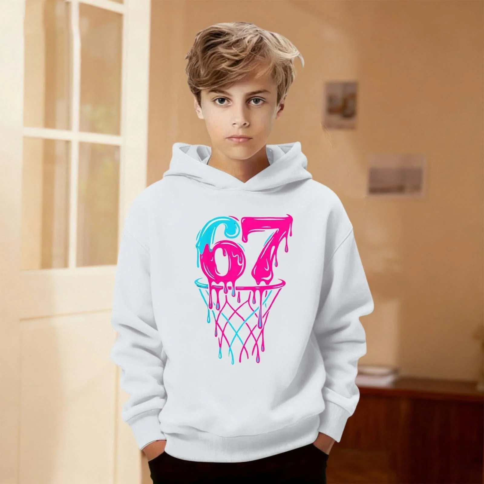 Толстовка 67 Prints Флисовая куртка для детей и подростков, размер 164, Мягкая толстовка с капюшоном Essentials, Пуловер, размер 134, Зимняя толстовка, размер 176, Спортивный костюм, размер 158, Мягкая толстовка, размер 140, Зимняя куртка, фото №3