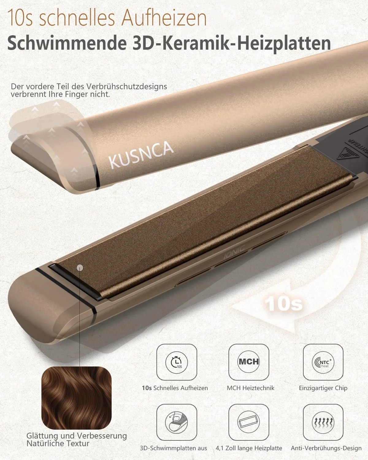Ионный выпрямитель KUSNCA 2-в-1 110-230°C Gold, фото №5