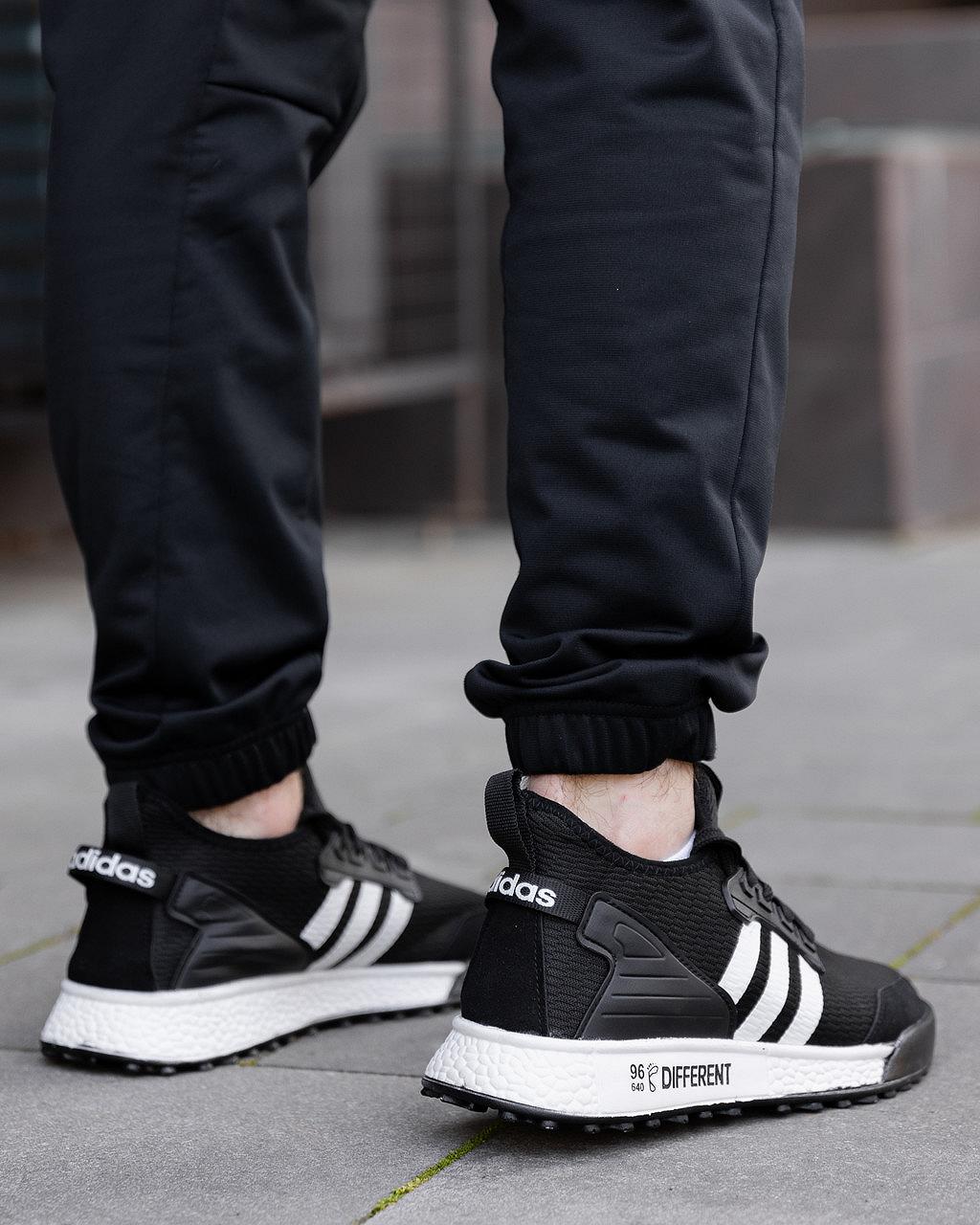 Мужские замшевые кроссовки Adidas Different черно белые повседневные легкие кросы адидас мужская обувь на лето, фото №9