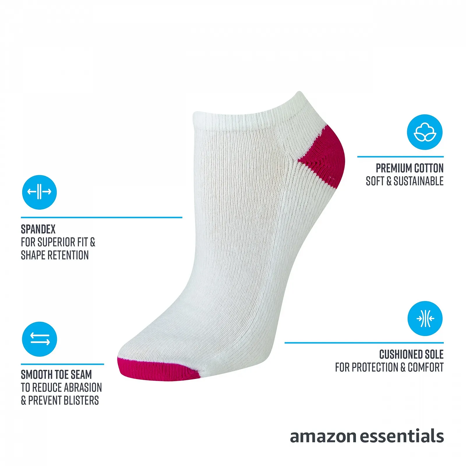 Шкарпетки спортивні Amazon Essentials жіночі без швів Бавовна з легкою підкладкою, фото №2