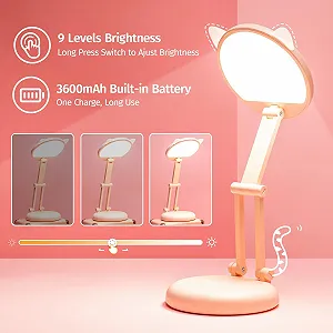 Настільна лампа One Fire Kawaii LED 3600 мАг Складана Рожева synthetic.ua - Фото 1