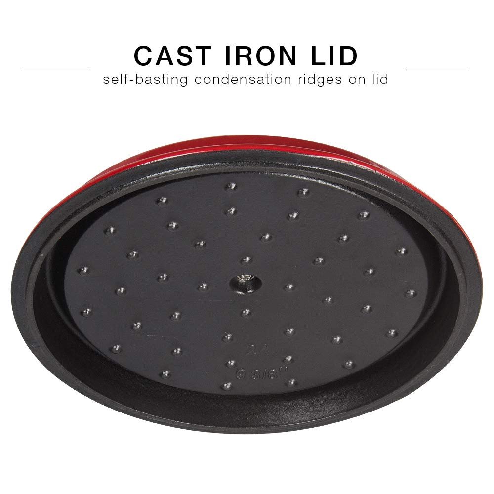 Жаровня чавунна емальована з кришкою 4.7 л 24 см червона, фото №8 Жаровня чавунна емальована з кришкою 4.7 л 24 см червона, фото №8