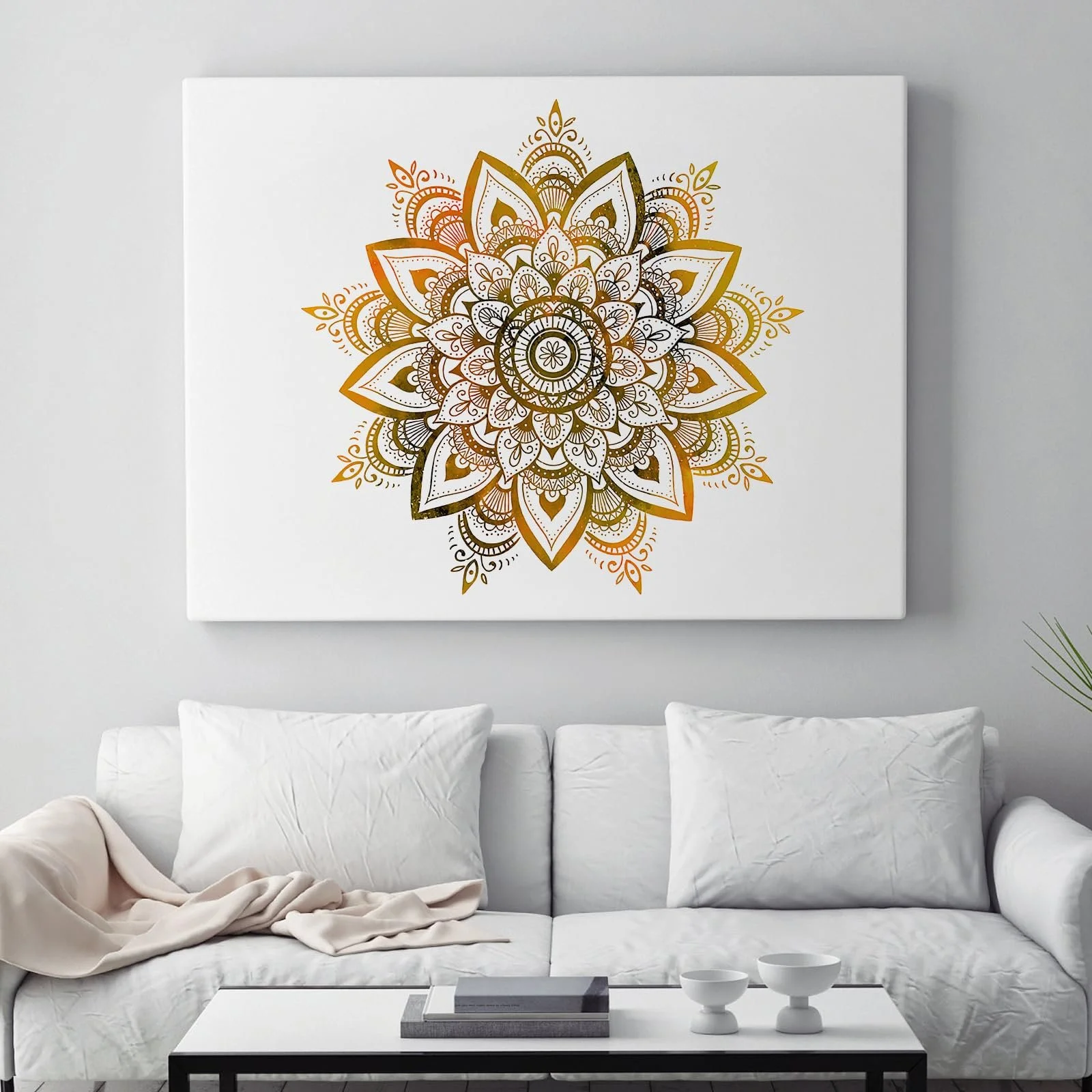 Наклейка на стіну Mandala Large Boho Flowers Gold, фото №3