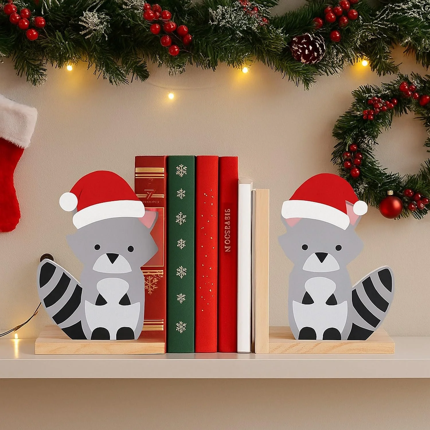 Деревянные держатели для книг еноты 2 шт Nacnic, нескользящие, для полок, декор для детской комнаты, фото №6
