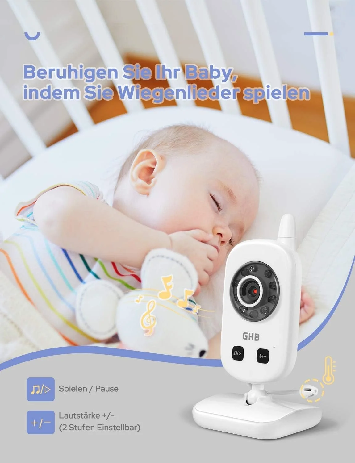 Видеоняня GHB 2.4 дюйма 2.4 GHz Night Vision 2-Way Audio 2X Zoom, фото №6