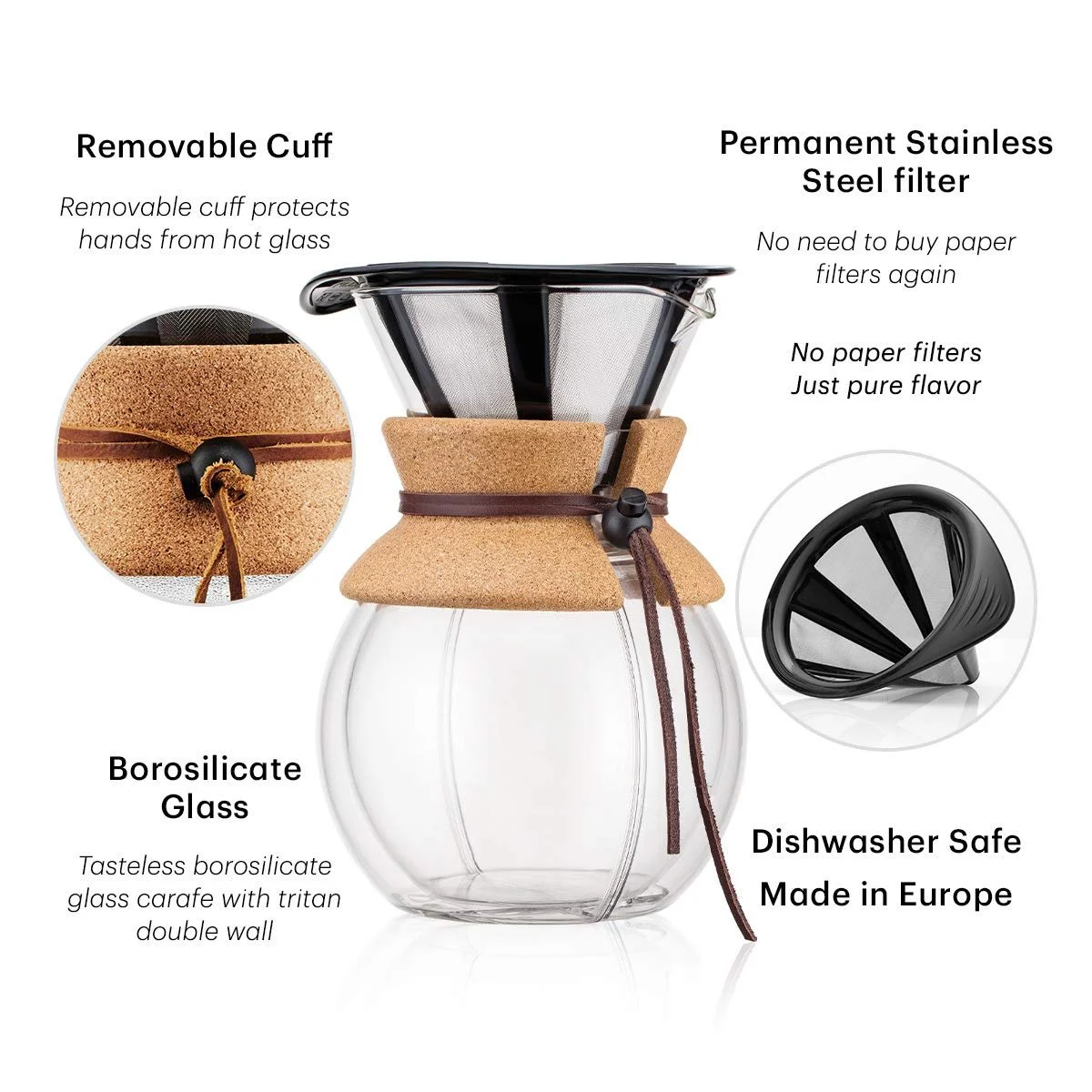 Кофейник Pour Over BODUM Прозрачный, 1.0 л, фото №3