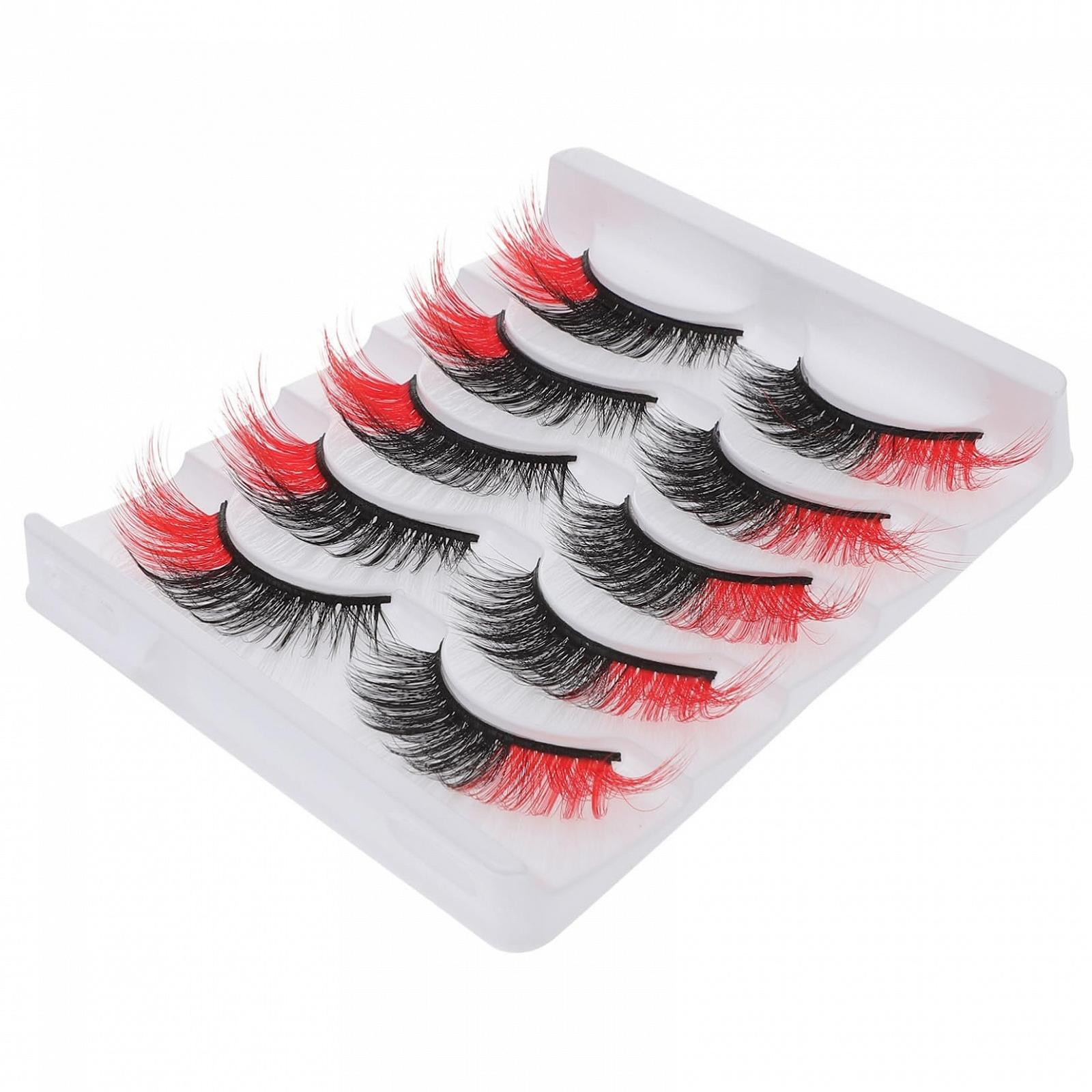 Штучні вії Angoily 10 пар Кольорові Імітація норкових Червоний, фото №1