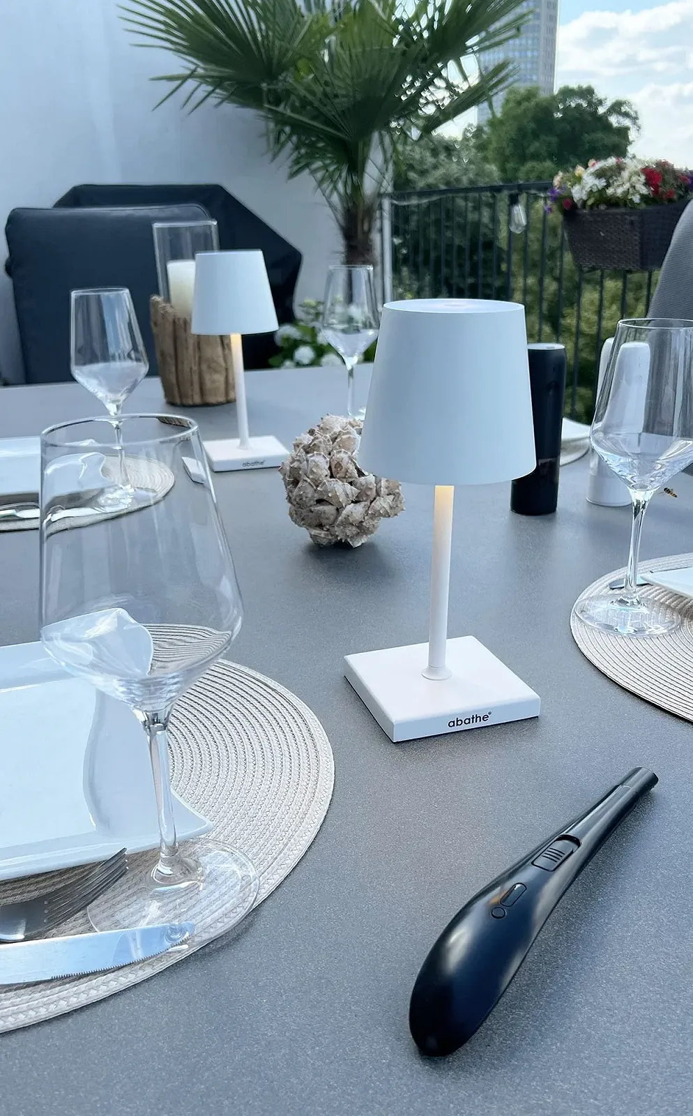 Настільна лампа abathe Classic LED Акумуляторна Бездротова Димувальна 26 см IP54, фото №4