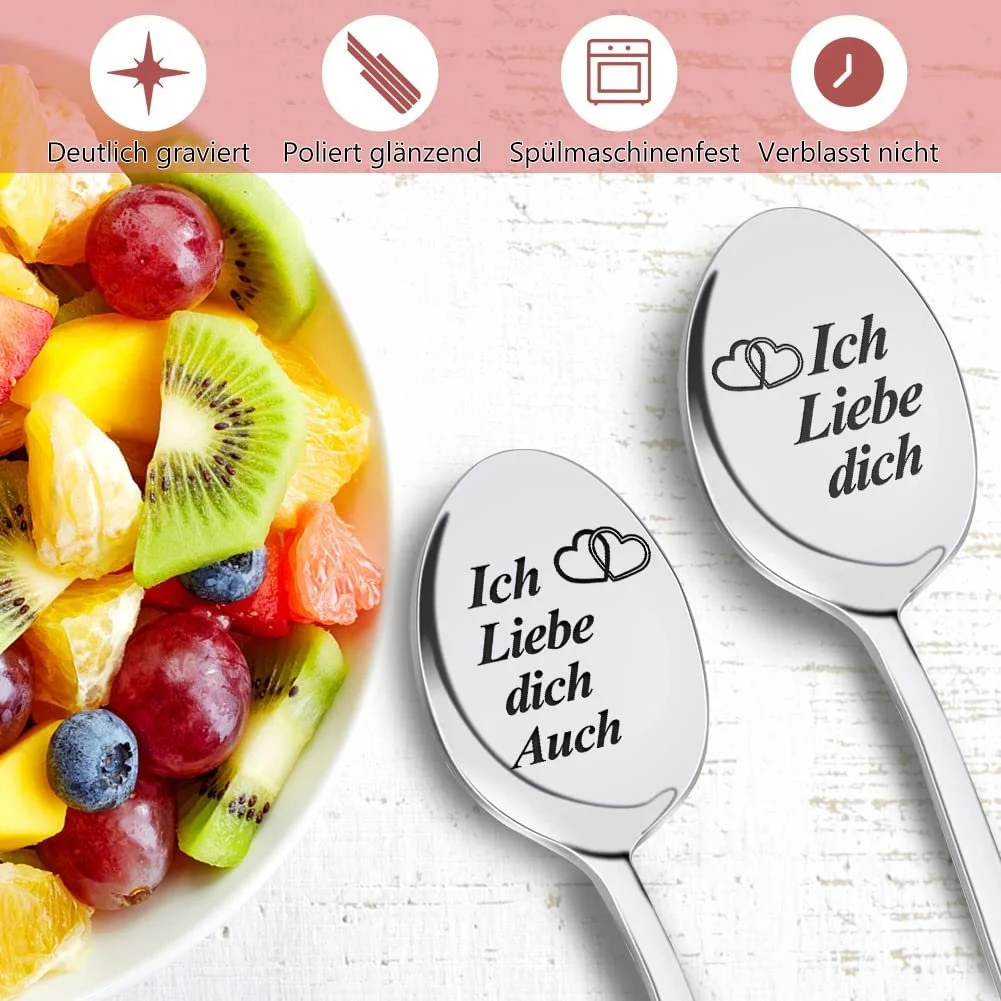 Ложка Кавова з гравіюванням I Love You, набір 2 шт, фото №3