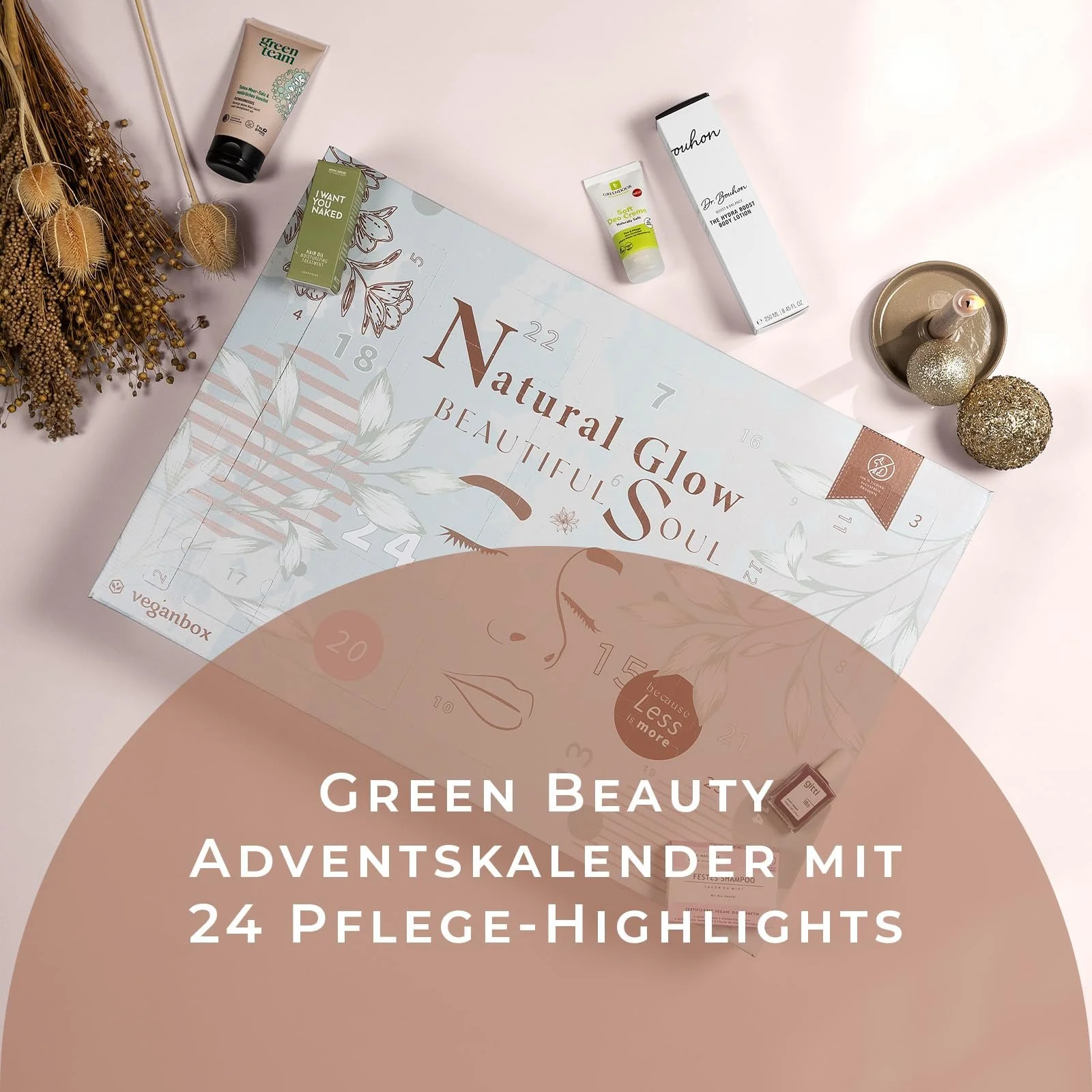 Адвент-календар Vegan Box Beauty 2025, 24 екологічні косметичні засоби та натуральна косметика, веганська, фото №2