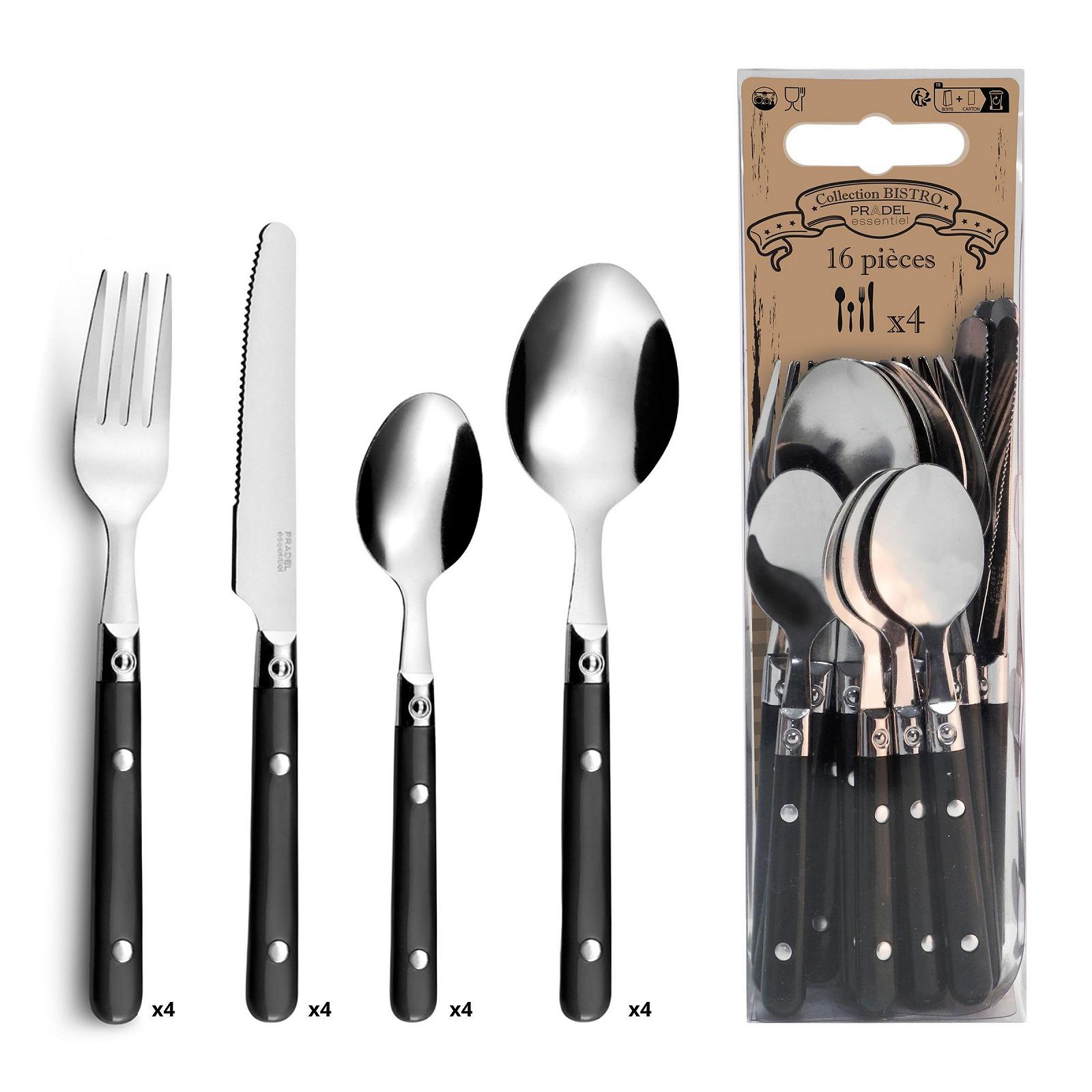 Набор столовых приборов Amefa Pradel Essentiel Saxo Triangle Tubes Черный, фото №1 Набор столовых приборов Amefa Pradel Essentiel Saxo Triangle Tubes Черный, фото №1