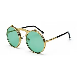 Сонцезахисні окуляри Steampunk qinqilanqi-S Retro Metal для чоловіків і жінок, круглі - Фото 1